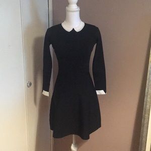 New Black knit dress with white collar and sleeves